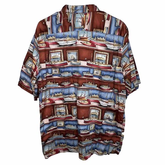 Reyn Spooner Shirt Large American Classics Mens Boats Nautical Short Sleeve x26 - Picture 4 of 6